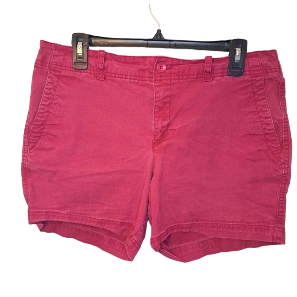 Eddie Bauer Raspberry Colored Denim Shorts Size 10